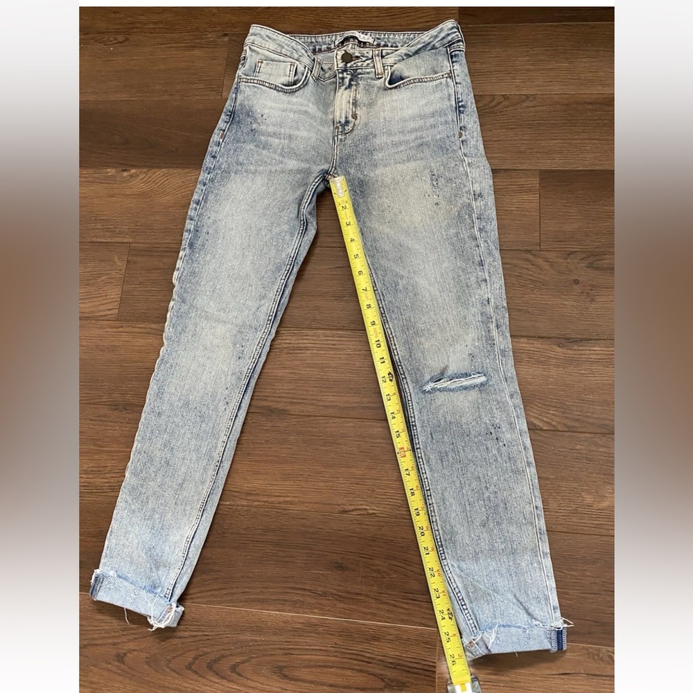 Zara Basic Jeans Women's Sz 4 Denim Z1975 Ankle Cuffed Mid Rise Straight Leg - Picture 11 of 16